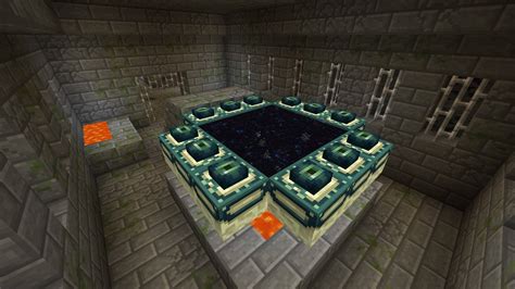 Minecraft end portal - End Portal Frame. End Portal Frame blocks are arranged in a square pattern to create an End Portal. These blocks can only be found in an End Portal Room in a Stronghold . Eyes of Ender may be ...